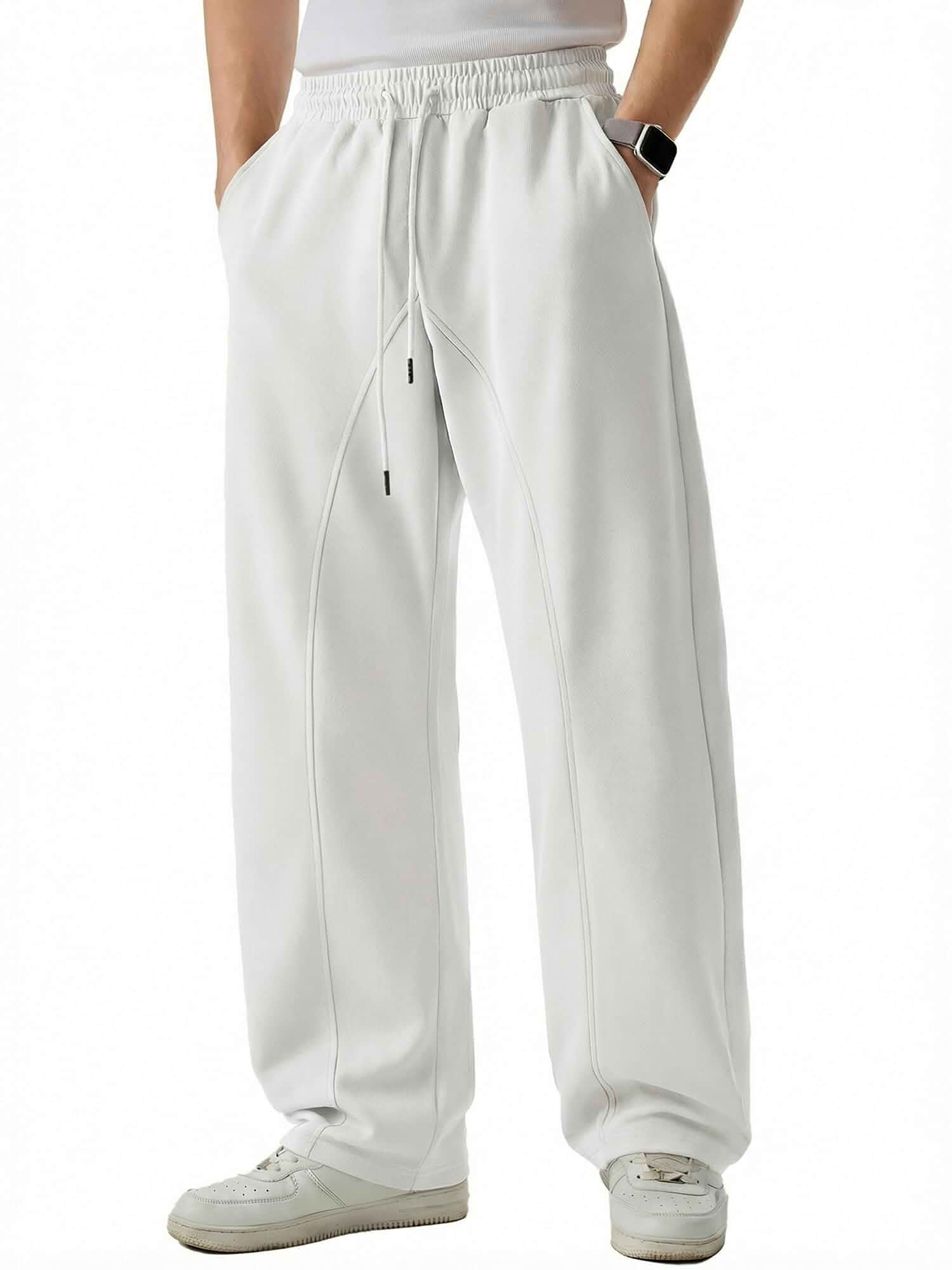 JMIERR Mens Baggy Sweatpants Wide Leg Joggers Casual Pants Elastic Waist Drawstring, Open Bottom, Loose Fit, Y2K Casual Lounge Gym Joggers, Sweat Pants with Pockets
