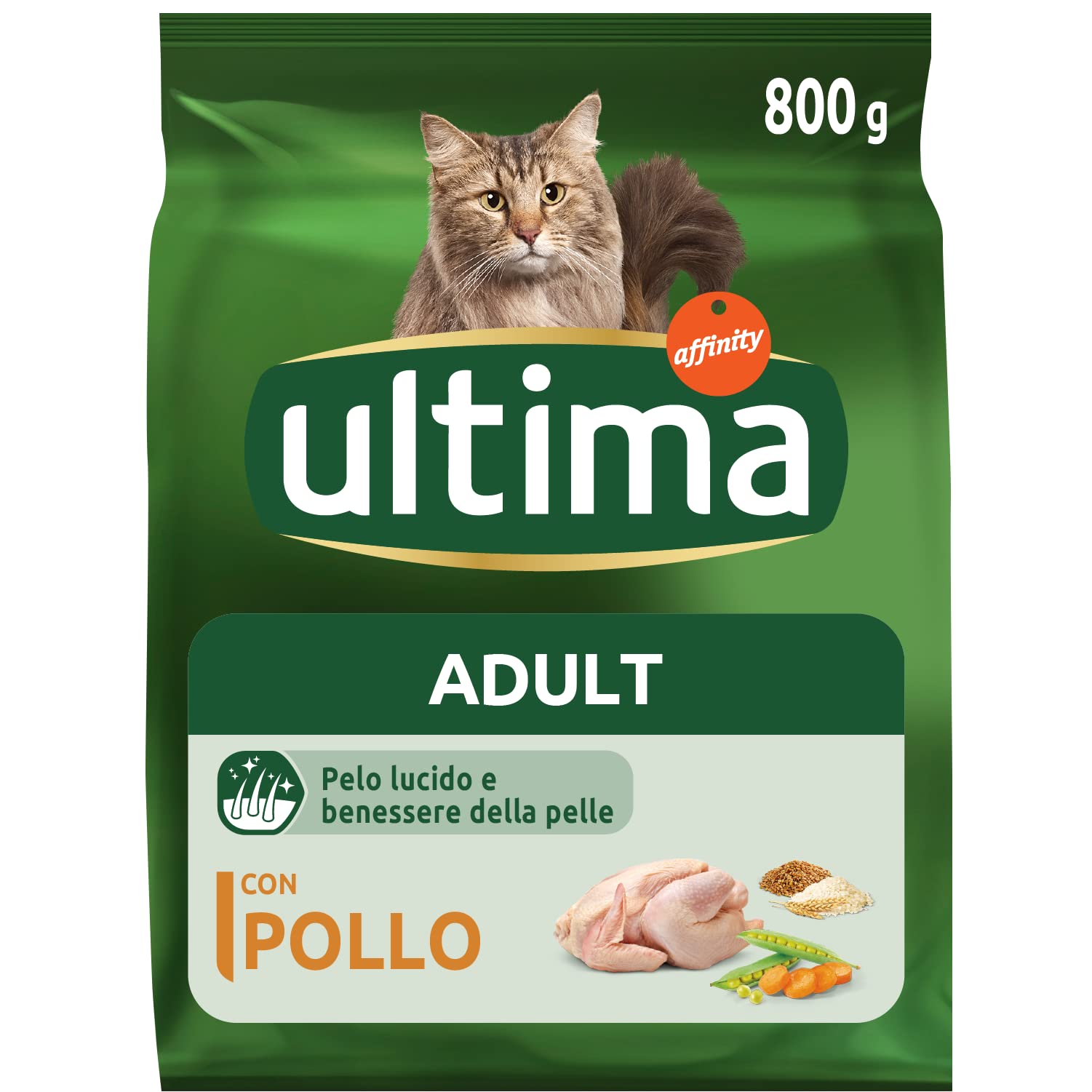 Ultima Adult Pollo - Crocchette per gatti - Confezione da 8 x 800g - Totale 6,4kg
