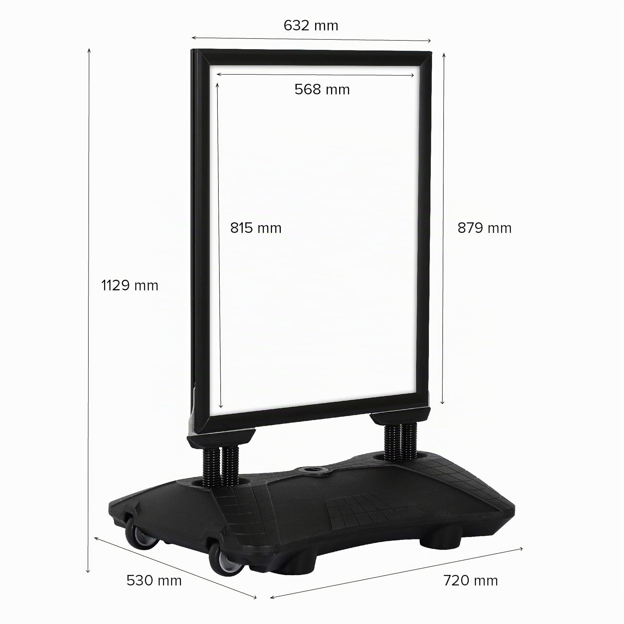 Caballete Publicitario Exterior WindPro® SLIM DIN A1 Negro | Soporte para Carteles Doble Cara Resistente al Viento y al Agua | Panel Publicitario Outdoor Profesional