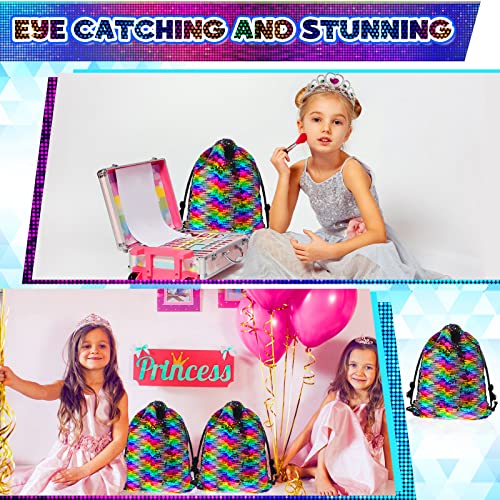 Jexine 3 Pcs Shiny Sequin Backpack Mermaid Sequin Drawstring Bags Glitter Drawstring Backpack Gymnastics Stuff For Kids Adults Dance Gym Gift #TOP3