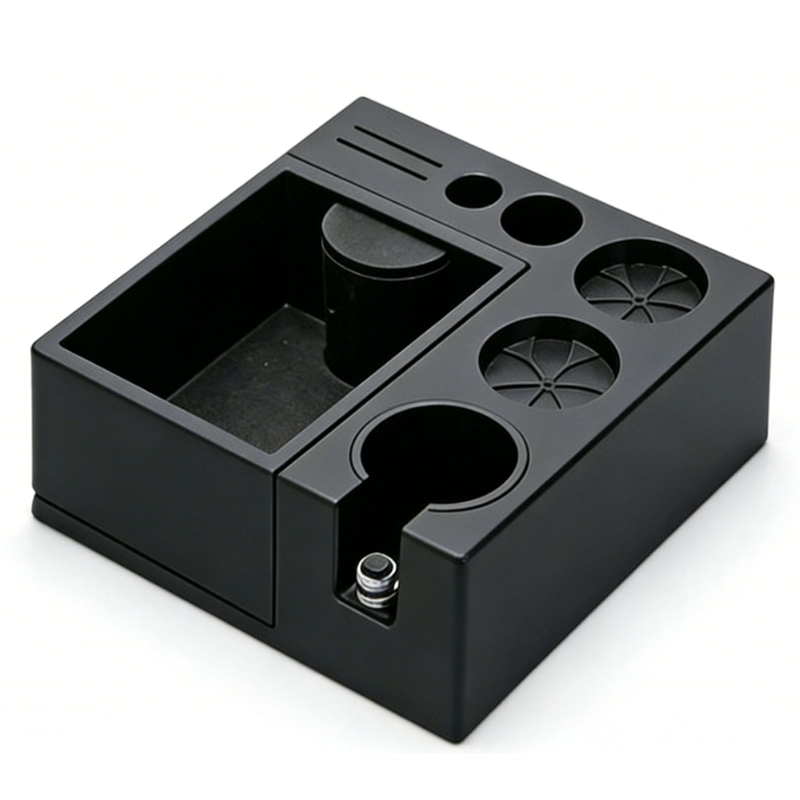Cryfokt Tamperstation, Multifunktionaler Kaffeezubehör-Organizer mit Rutschfester Basis und Klopfbox, für 51 54 58 Mm Siebträger, Tamper-Verteiler (BLACK)