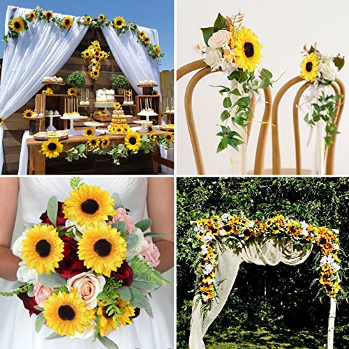 Cewor 200Pcs Artificial Sunflower Heads Fake Sunflowers, 1.8" 2.8" 3.5" Faux Silk Yellow Flowers For Home Wedding Bridal Shower Diy Craft Wreath Fall Party Christmas Tree Decor #TOP2