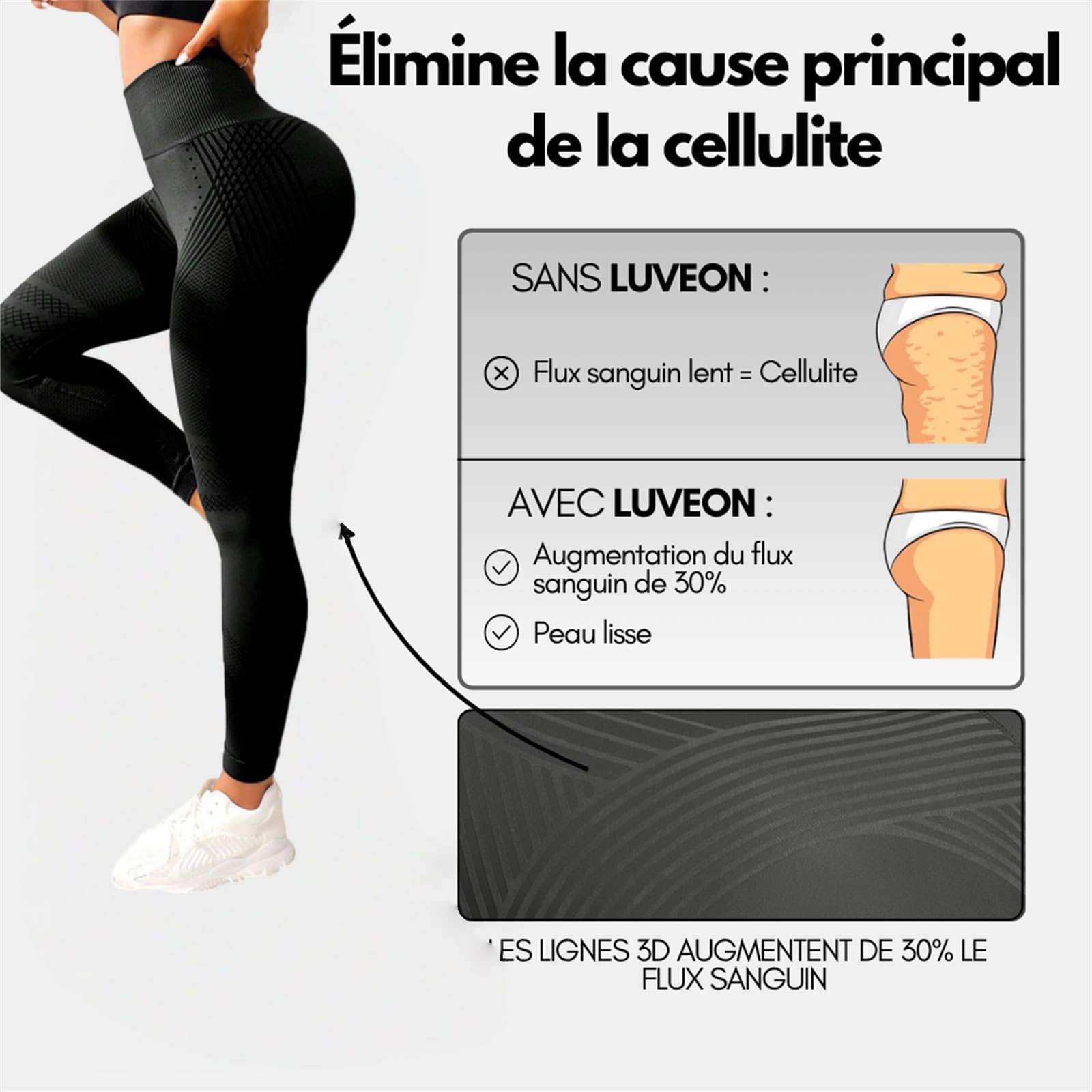 Leggings 3D Luveon Leggings de Sport hautement Taille, Opaques et Sculptants, Pantalon de Yoga sans Couture, Doux et Extensible, idéal pour Fitness et Jogging