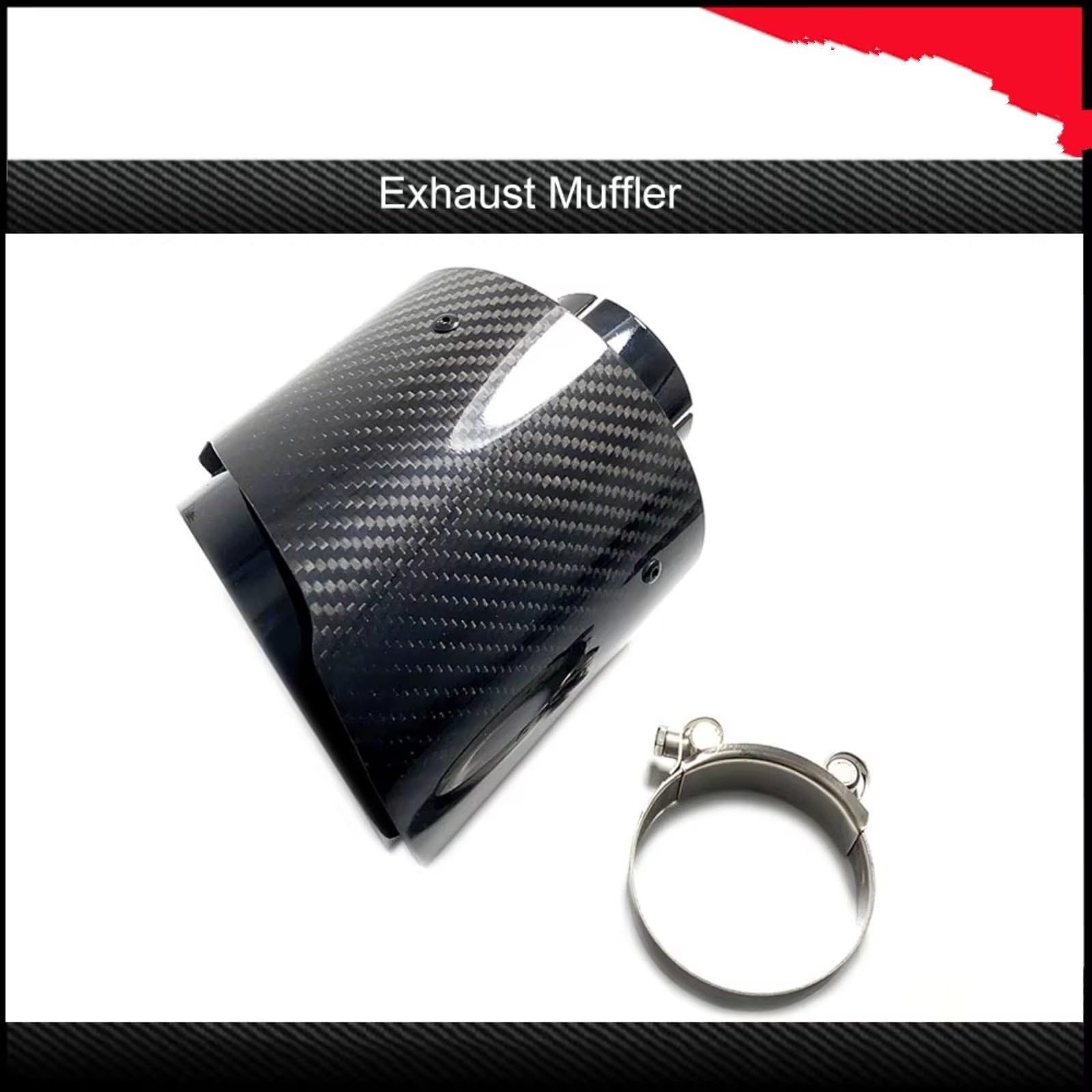 Terminales Escape Tubo Escape Brillante S Universales Coche Salida Carbono Acero Inoxidable Boquillas 130 Mm Punta Silenciador(ID 60mm-OD 76mm)