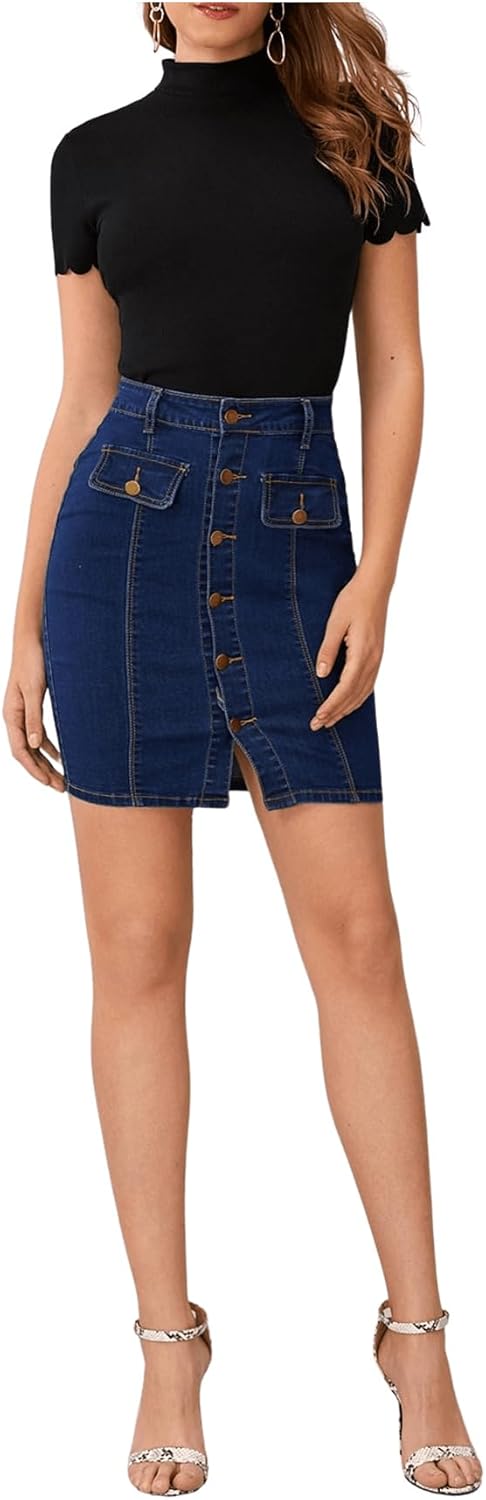 SweatyRocks Women's Mock Neck Ribbed Knit Scallop Short Sleeve T Shirt Tops - Image 4