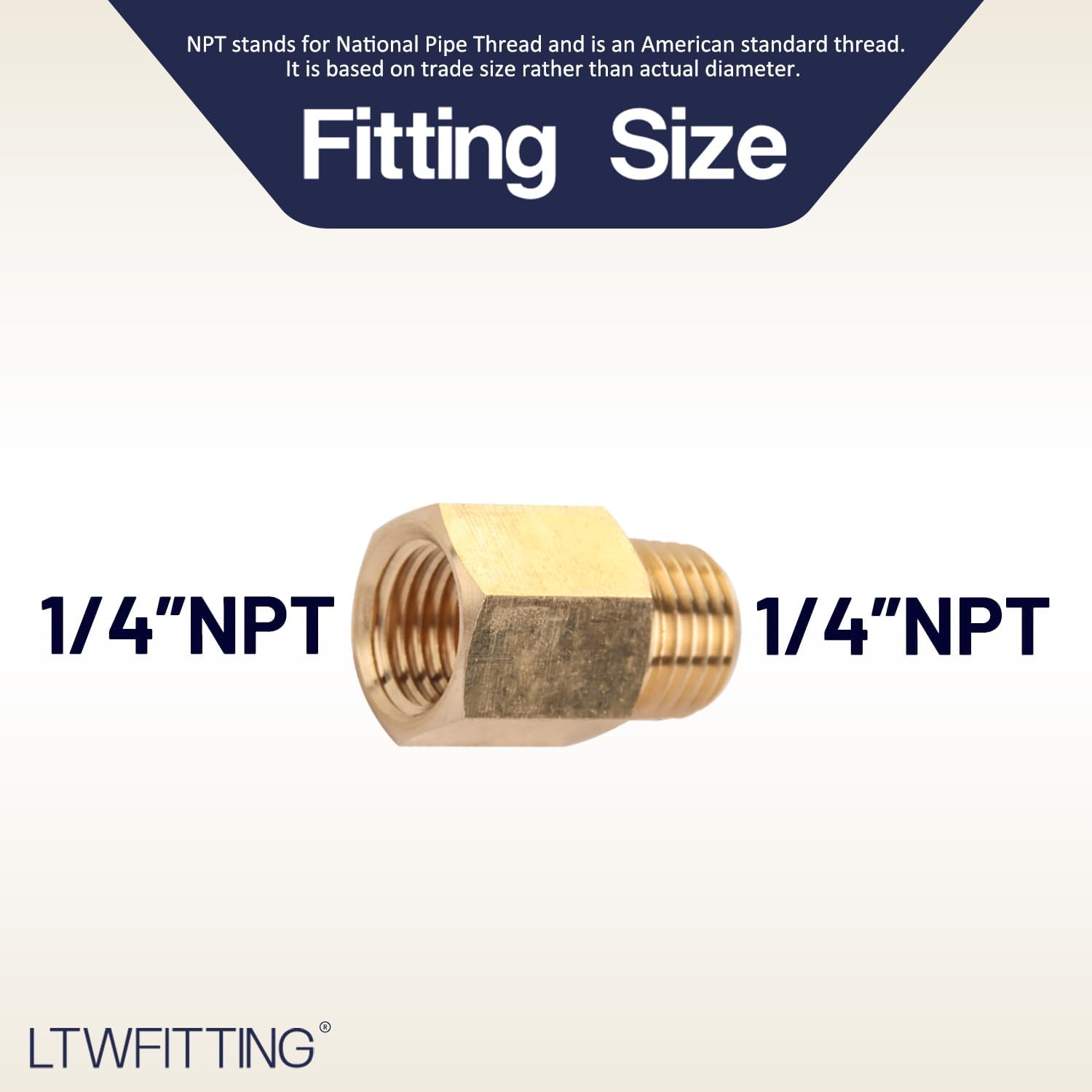 LTWFITTING Brass Pipe 1/4" Female x 1/4" Male NPT Adapter Fuel Gas Air(Pack of 20)