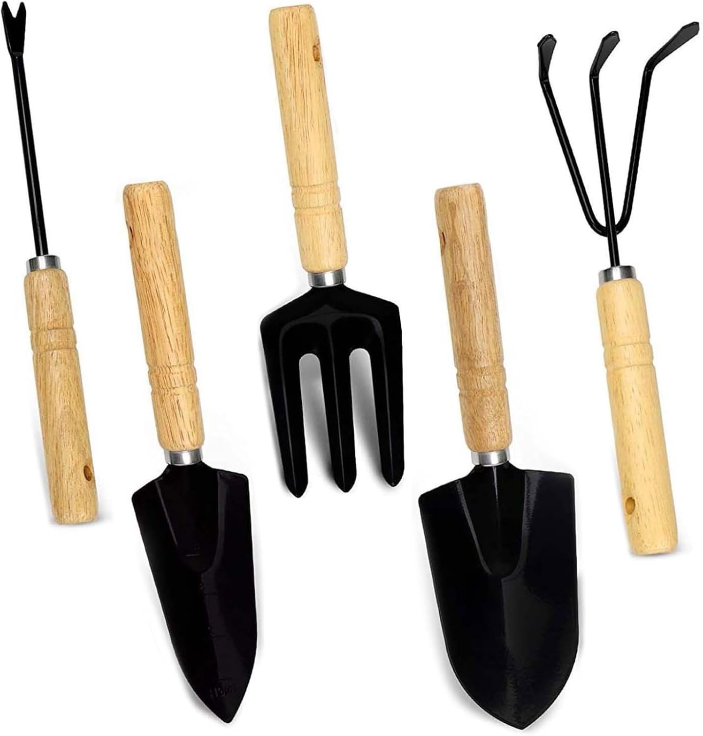 Premium 9PCS Gardening Tools Set, Heavy Duty Carbon Steel Garden Hand Tools with Solid Wood Handle, Waterproof Storage Bag Gardening Gift Kit for Outdoor Yard Planting