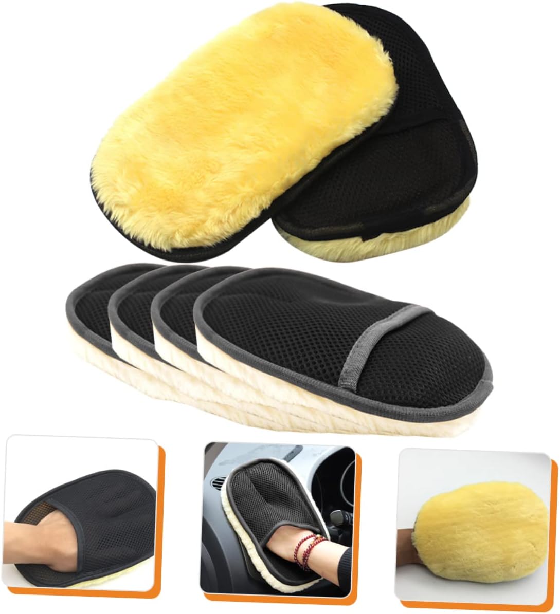 Ciieeo 6pcs Auto Wash Mitts Car Wash Glove Wool Cloth Scratch for Car Paint Auto Detailing