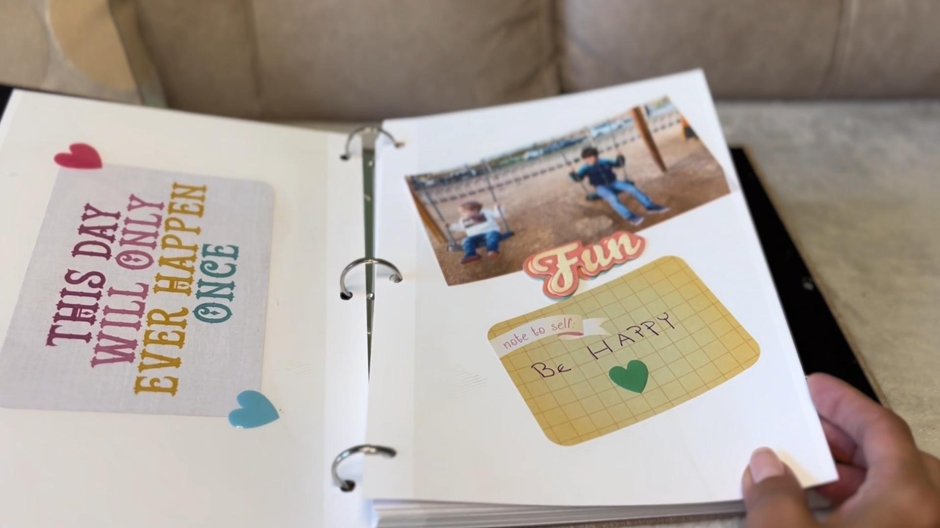 Álbum de fotos AIOR tipo scrapbook con pegamento propio, 60 páginas, cubierta de lienzo, ideal como regalo para viajes, bodas y bebés (azul) miniatura 7
