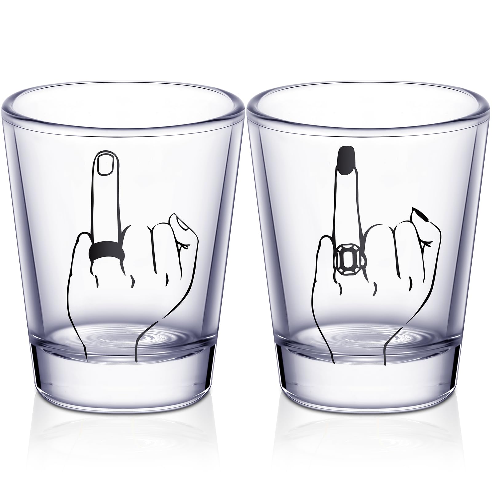 Cadeau de fiançailles : lot de 2 verres à vin pour mariés de 59 ml au style cool