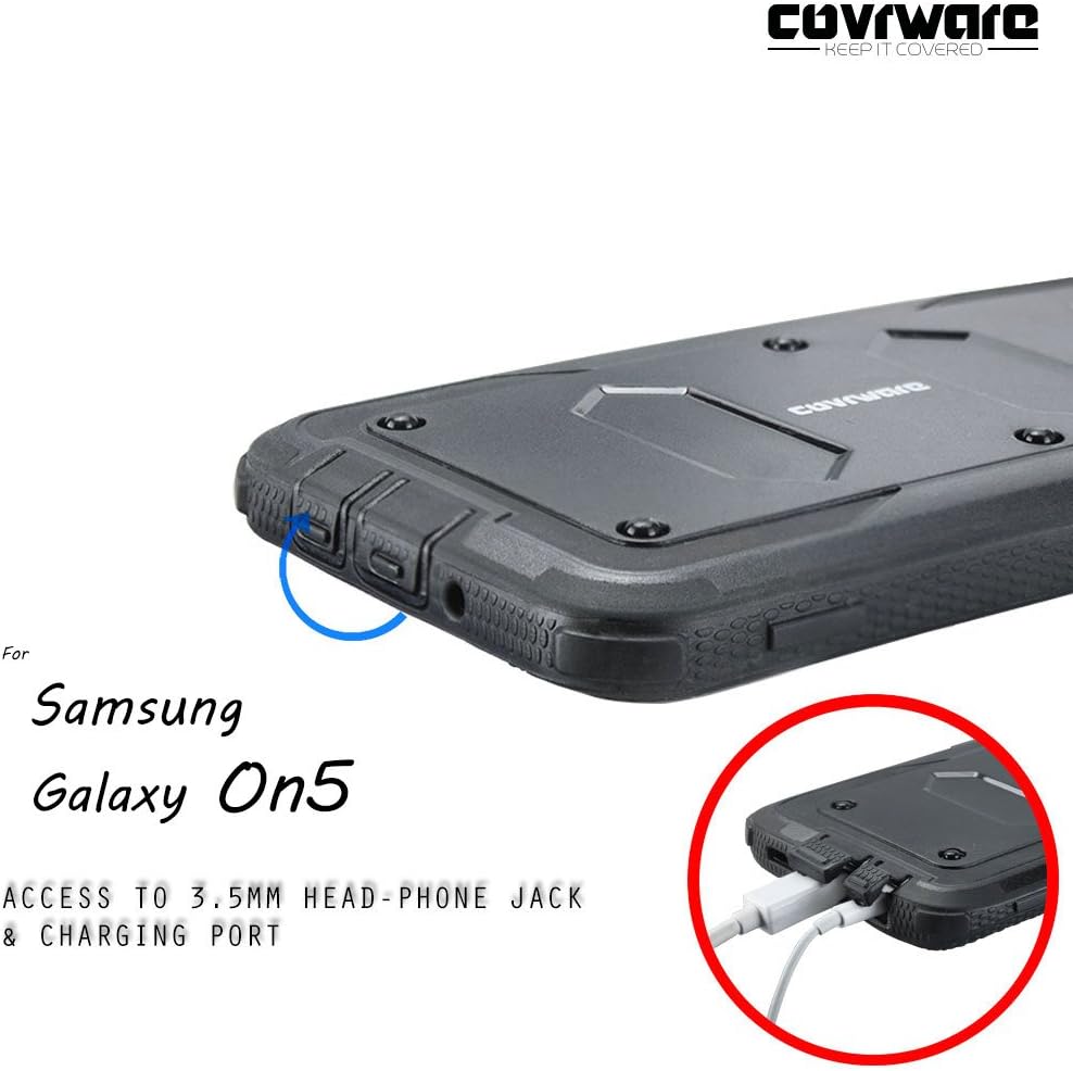 COVRWARE® Galaxy On5 [Aegis Series] w/Built-in [Screen Protector] Heavy Duty Full-Body Rugged Holster Armor Case [Belt Swivel Clip][Kickstand] for Samsung Galaxy On5 / G550, Teal