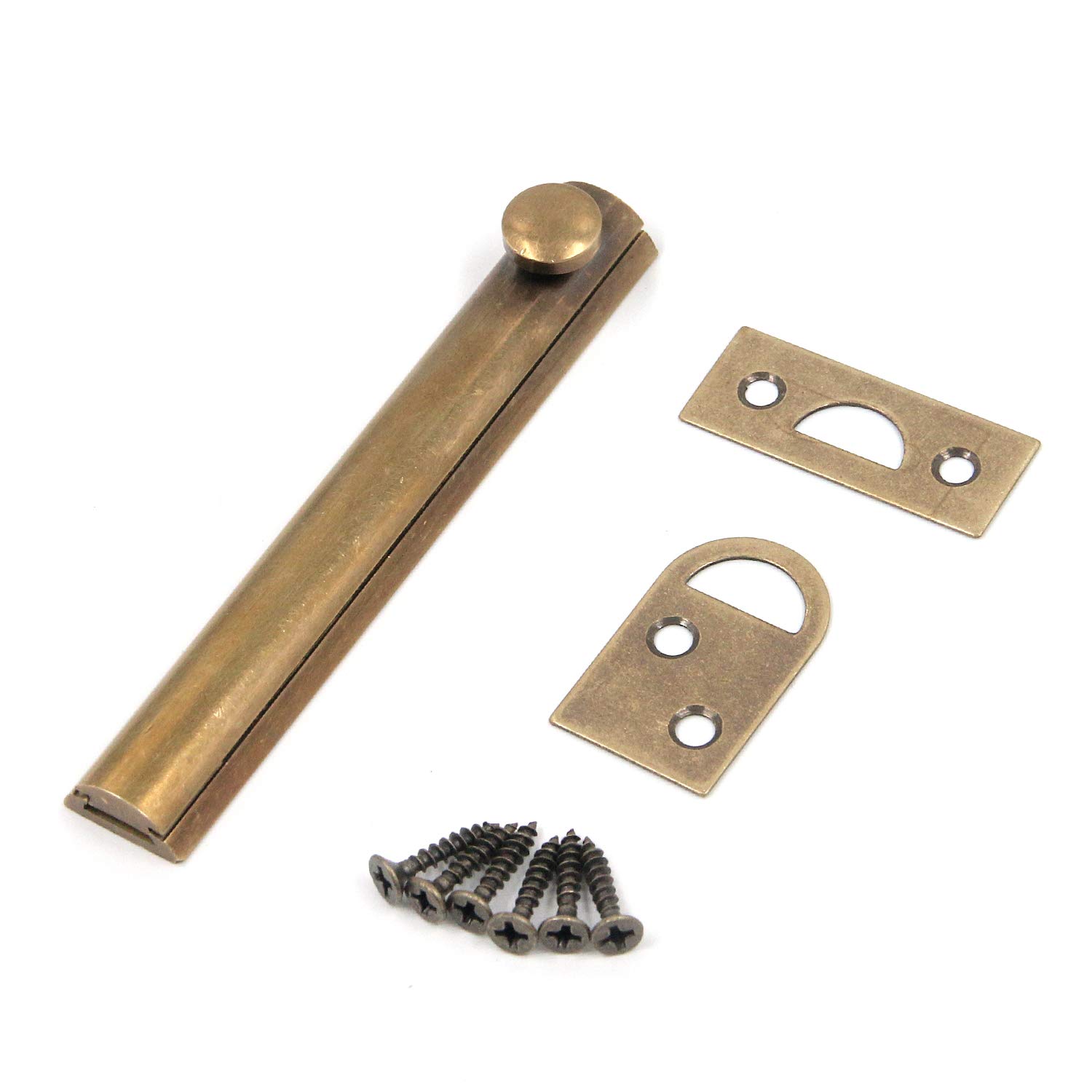 Bitray Slide Latch Solid Brass Flush Bolt Antique Vintage Latch 4-inch Length
