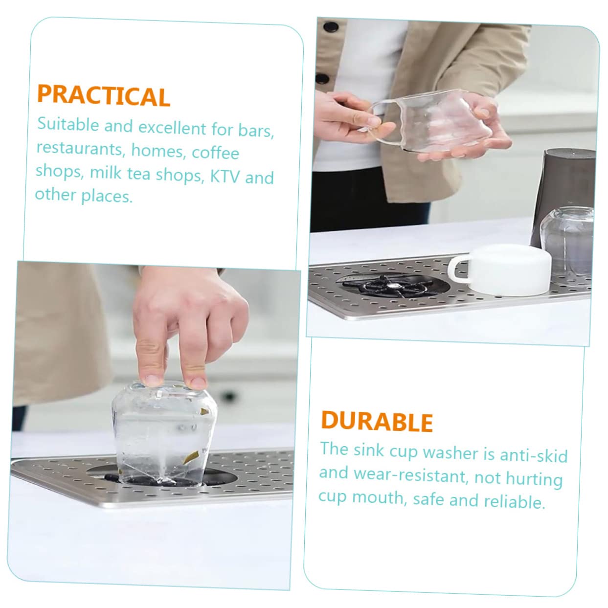 Veemoon 1juego Lavavasos De Inoxidable Rinser Automático Para Fregadero De Cocina Limpieza De Copas y Botellas Para Bares y Restaurantes