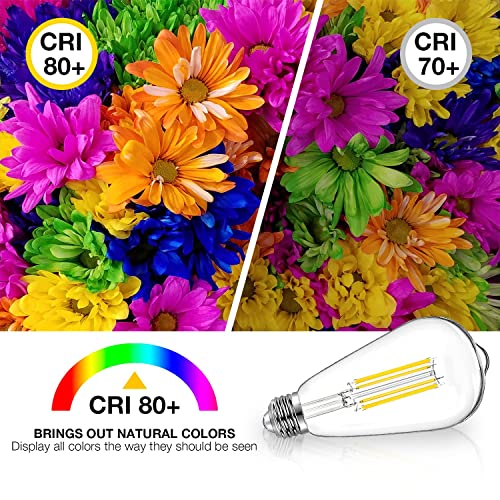 daybetter 4 pack vintage led edison bulbs e26 led bulb 60w equivalent dimmable led light bulbs high brightness 800 lm warm white 2700k st58 antique led filament bulbs clear glass style for home