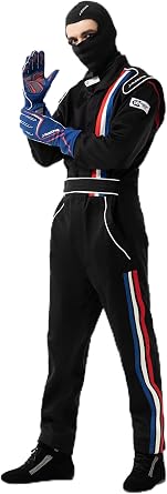 J-RACING Racing Suit Karting Suit/Race/Rally Go Kart Auto Racing Fire SFI 3.2A/1 Black/Blue-L