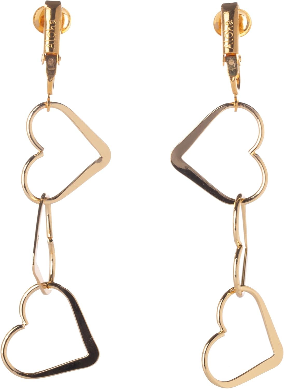 Aloha Earrings Non Pierced Clip On Triple Heart Dangling Earrings - Image 4