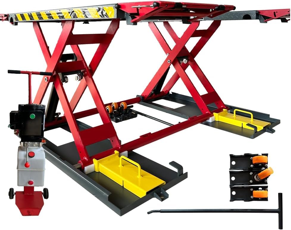 KATOOL Portable Car Lift Mid Rise Scissor Lift 7000lbs Lifting Capacity Max. Lifting Height 39' (More Easy to Access) Scissor Car Lift Scissor Auto Quick Jack for Home Garage and Shop, 110V