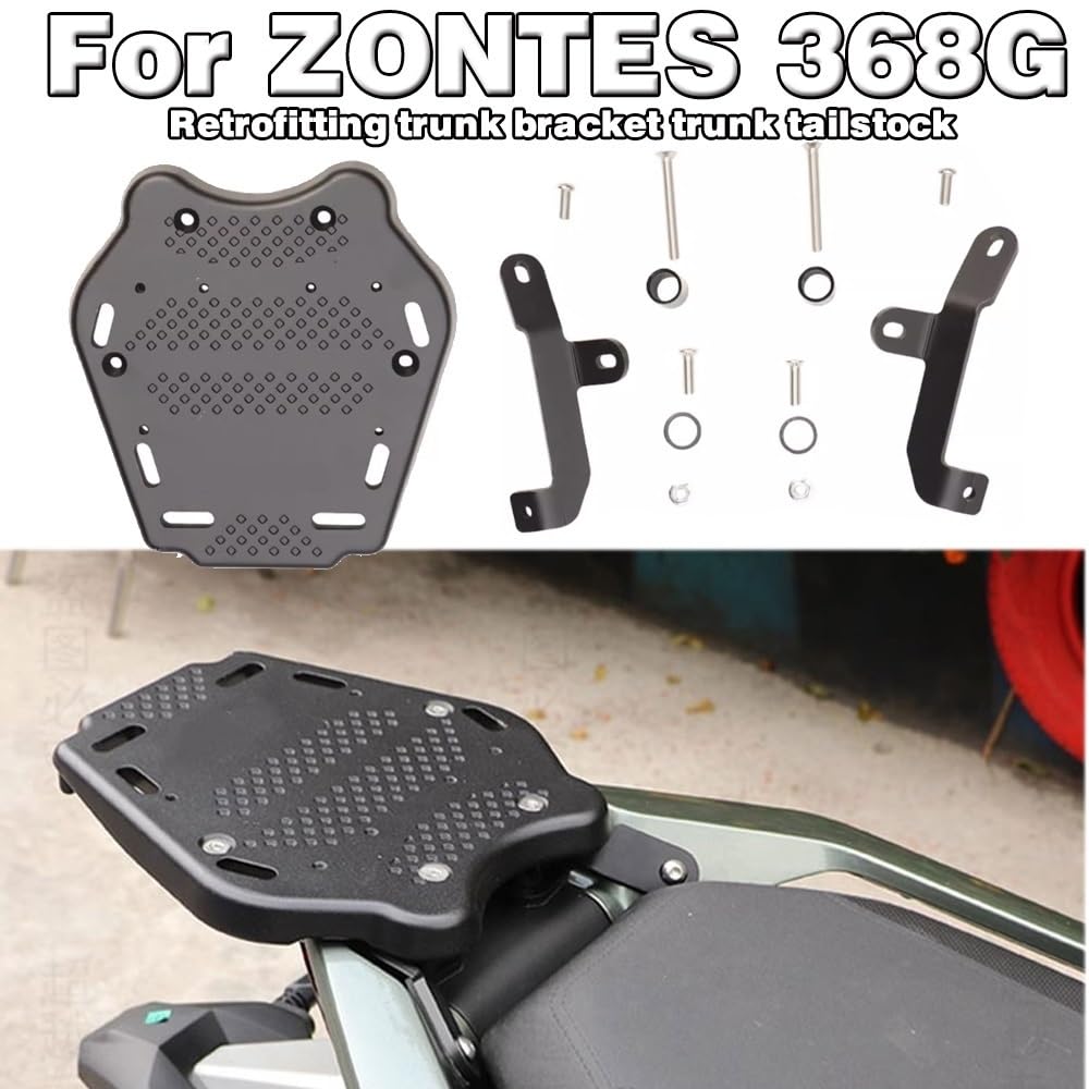 Moto Tylny bagażnik Pasuje Do 368G Tylna Półka Motocykla Skrzynka Ogonowa Bagażnik Płyta Dolna Adapter Montażowy Akcesoria Do Bagażnika(Carbon Steel)