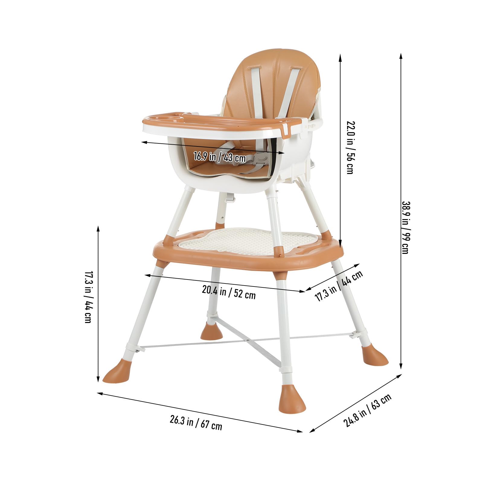 Toddmomy Krzesełko do karmienia dla niemowląt | 6 w 1, ergonomiczne krzesełko do karmienia, podwyższenie, stolik do gry | Rozkładany fotelik dla malucha z pasami bezpieczeństwa do jedzenia i zabawy,