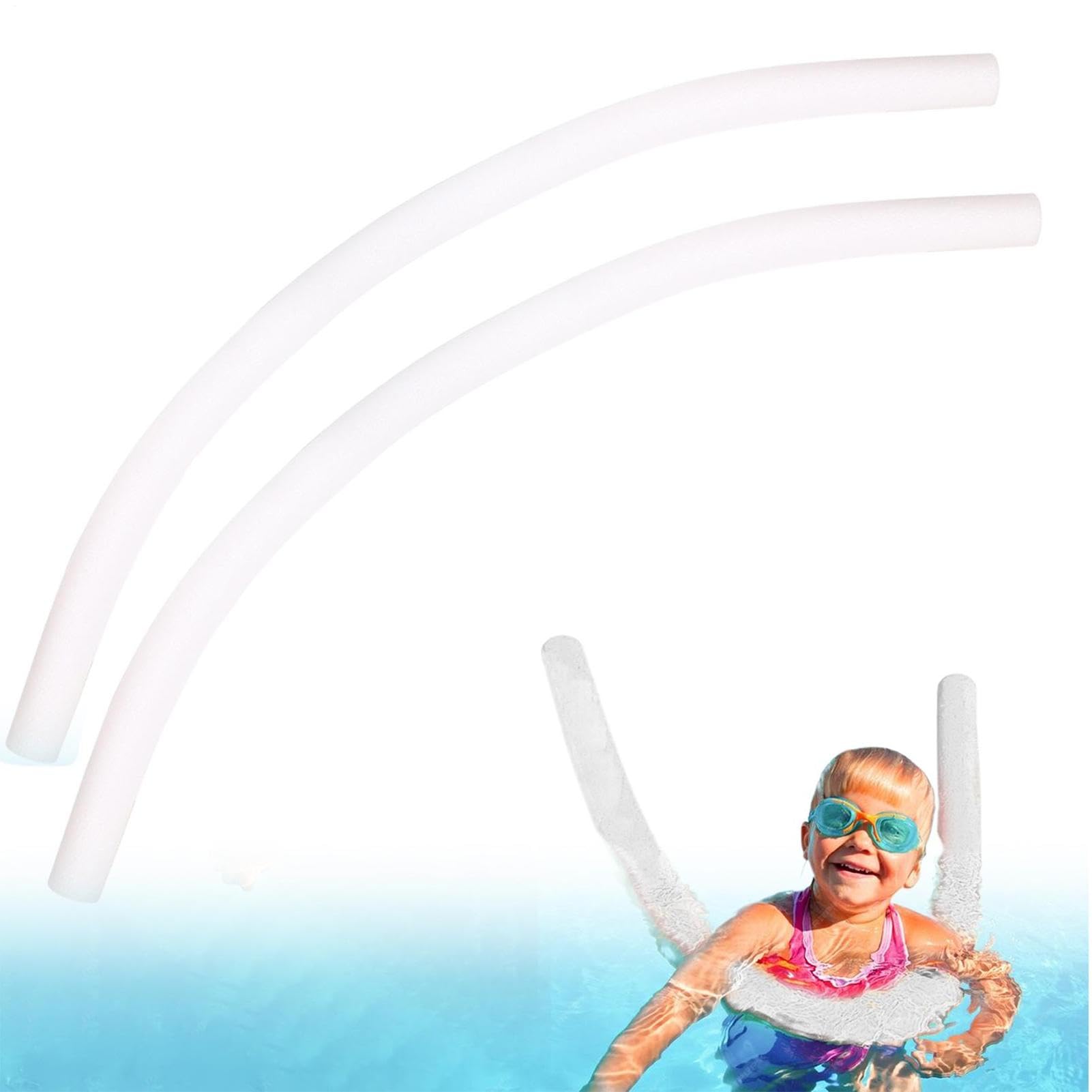 Swimming Pool Noodle, 2pcs Hollow Foam Pool Noodle Float Aid, 150cm Long Floating Hollow Swimming Tube, For Kids Adults Exercise Pools Beach Summer Training