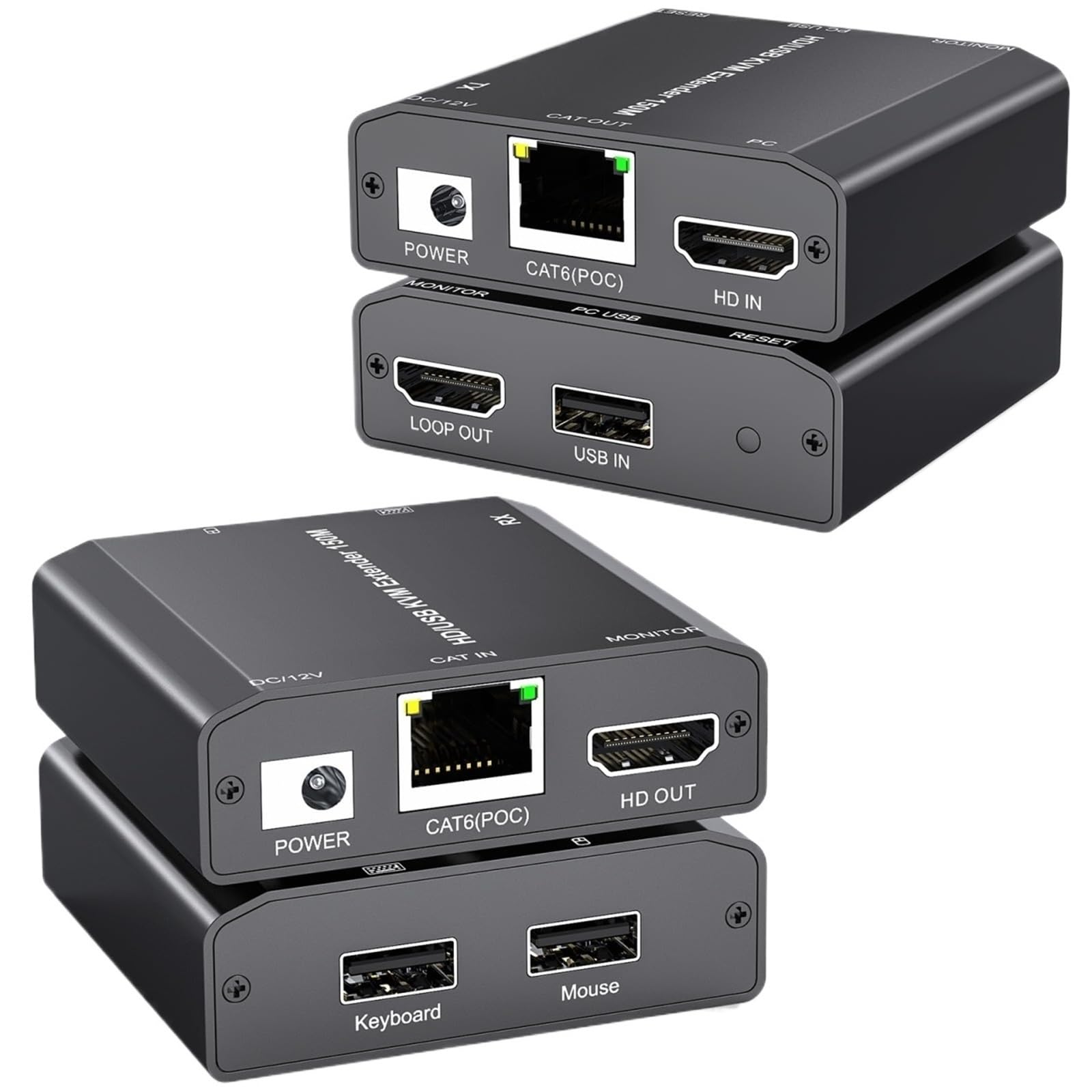 HDMI USB KVM Extender Over Cat 6/7 1080P KVM Extender 150M/492FT HDMI Support Keyboard Mouse(AU Plug Adapter)-image-46