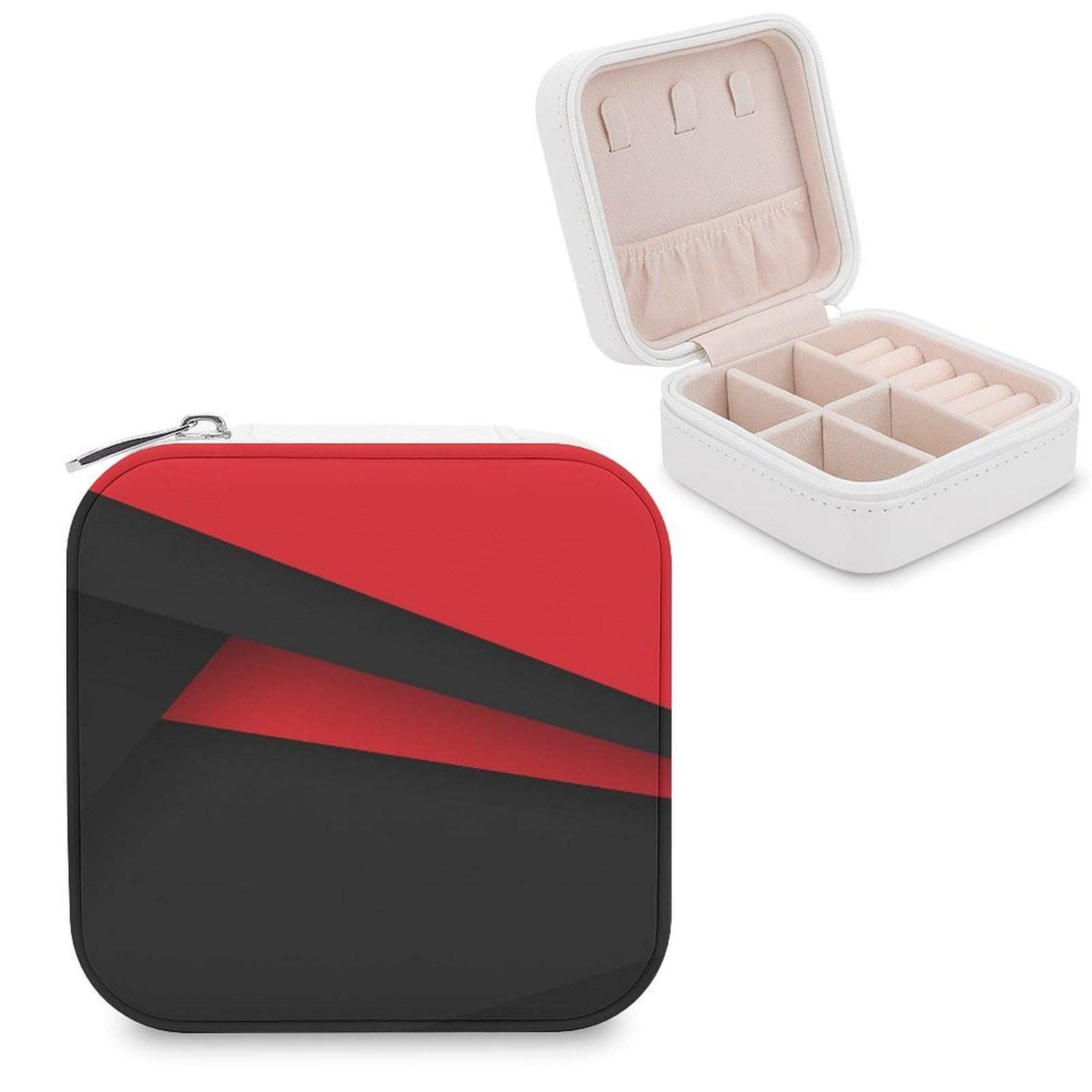 Boîte à bijoux portable rouge et noir, l'organisateur idéal pour vos vacances et déplacements
