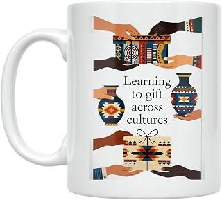Cultural Enthusiast Coffee Mug - Learning to Gift Across Cultures - 11 oz White Ceramic - Vibrant Design