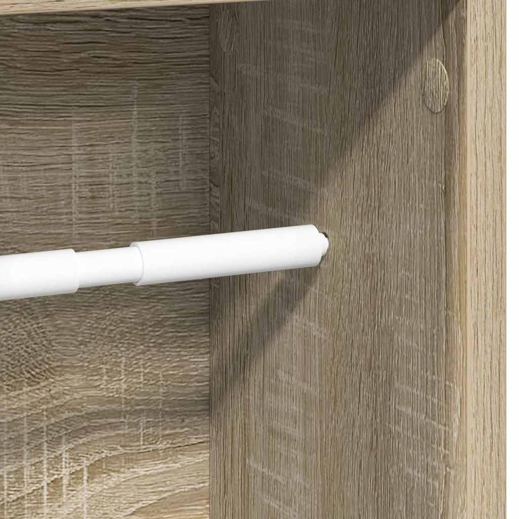 Armoire de salle de bain avec porte-rouleau en chêne Sonoma - Espace de rangement - 20,5 x 20 x 90 cm - Meuble de salle de bain avec porte-rouleau pour WC et invités