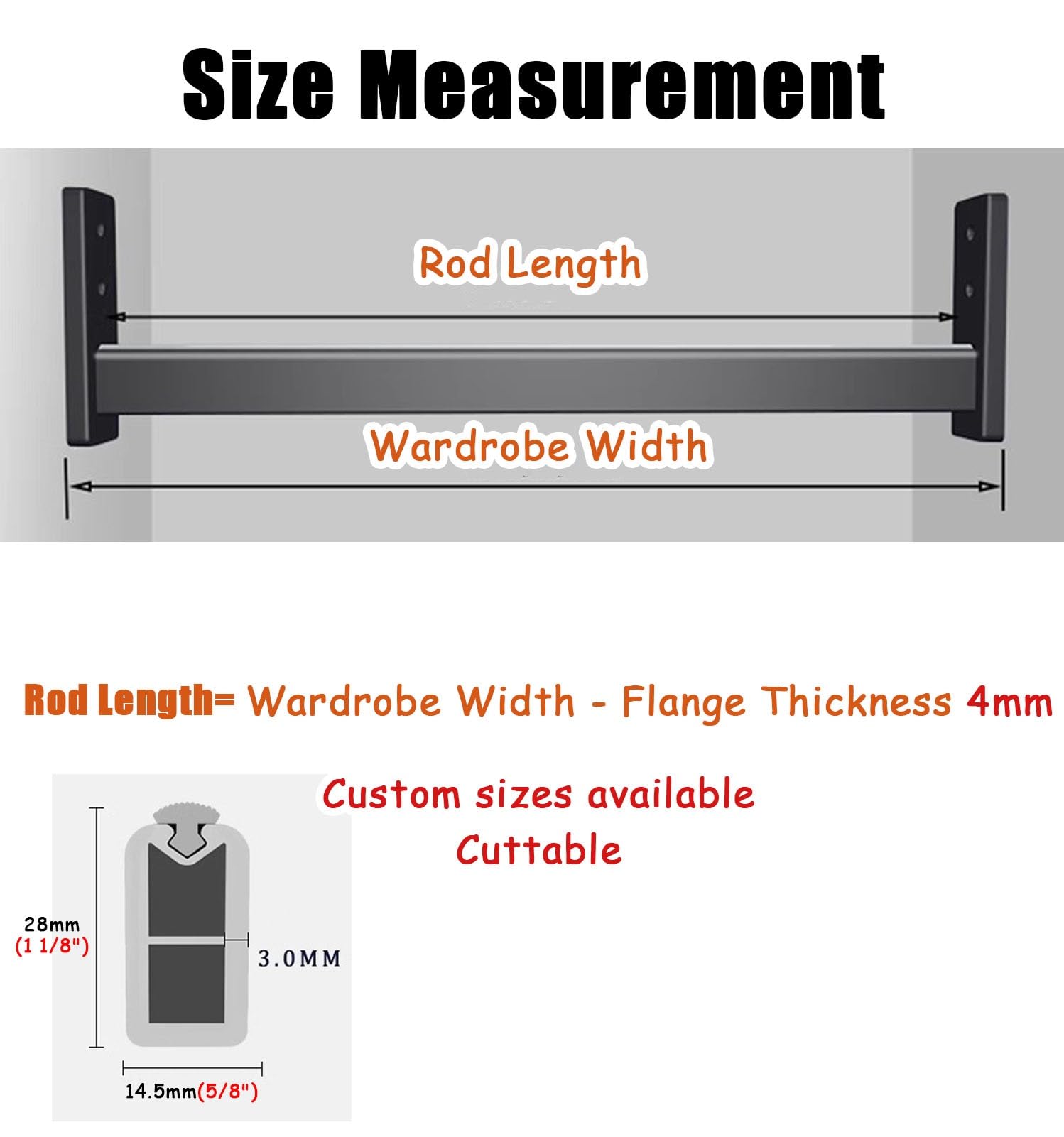 Supporti regolabili in metallo resistente, organizer salvaspazio per armadio, con strisce silenziose, per armadi da 30-92 cm, barra appendiabiti resistente (lunghezza 34,92 cm)
