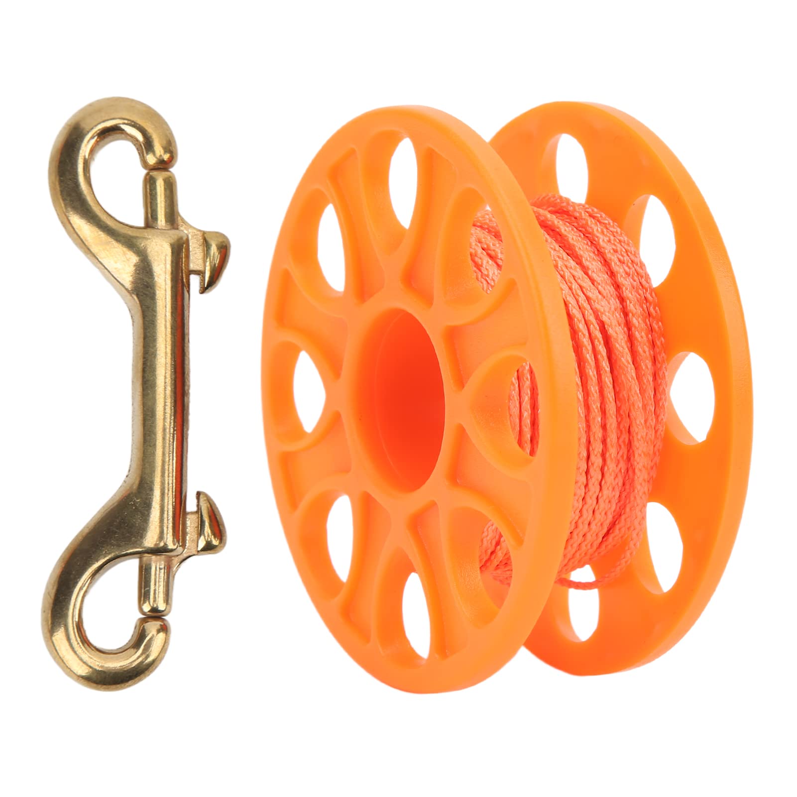 QERLONG Diving Spool Plastic Prevent Winding Lightweight Diving Reel Copper Snap Clip Cave Dive Fishing 59.0ft (Yellow)