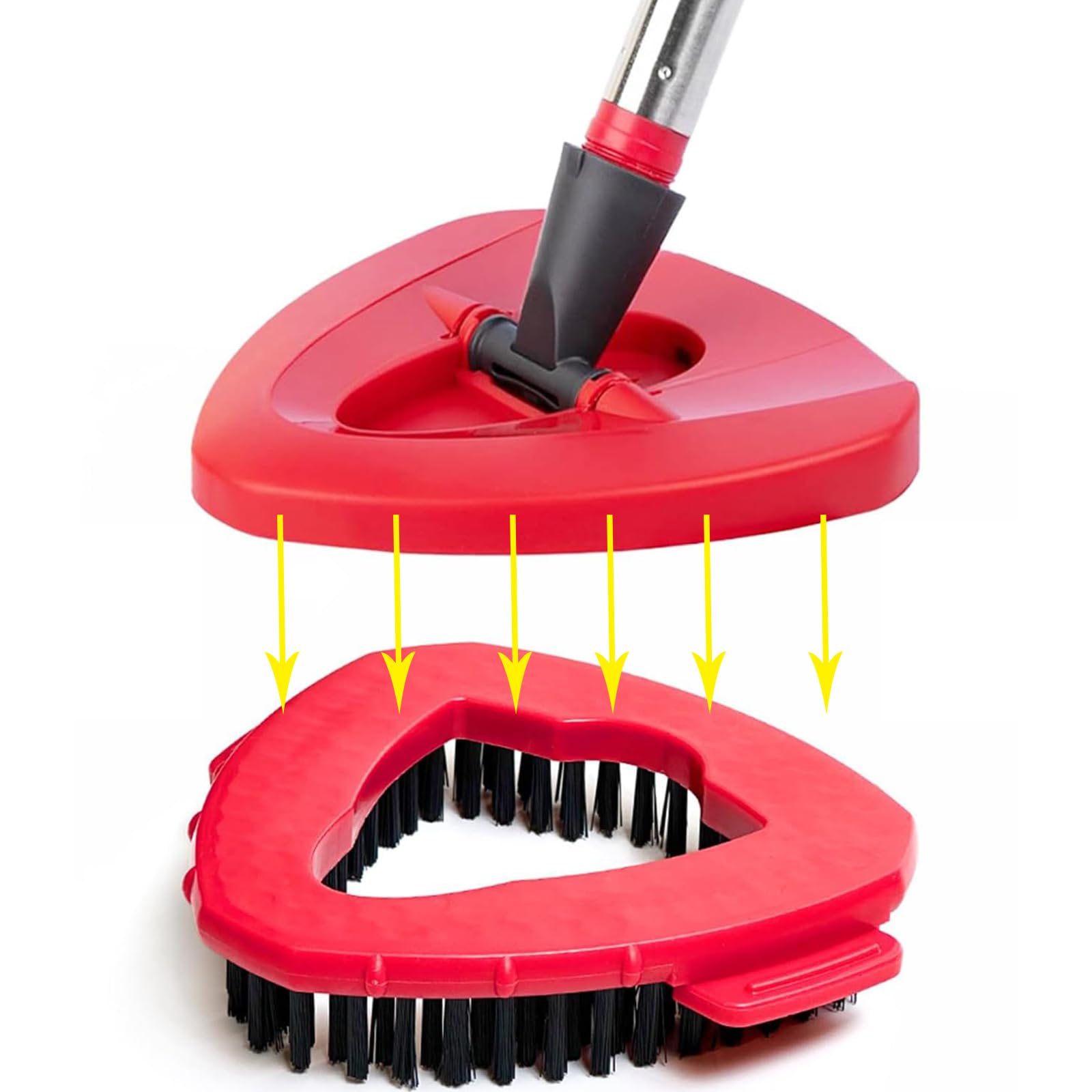 Lot 2 Têtes De Rechange Bublador Spin Pour Vileda Turbo – Brosse Triangulaire Poils Durs/Jaunes Pour Nettoyage Puissant
