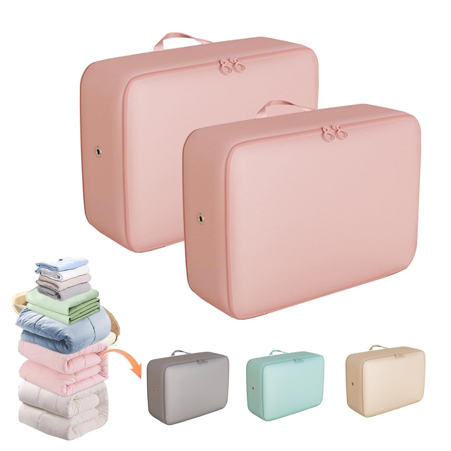 Organisateur D'auto-compression Ultra Peu Encombrant, Sac De Compression Pour Vêtements, Organisateur De Compression Pour Couvertures, Sacs D'organisation Mobiles Pour Cou(Size:40x30x18cm,Color:Rose