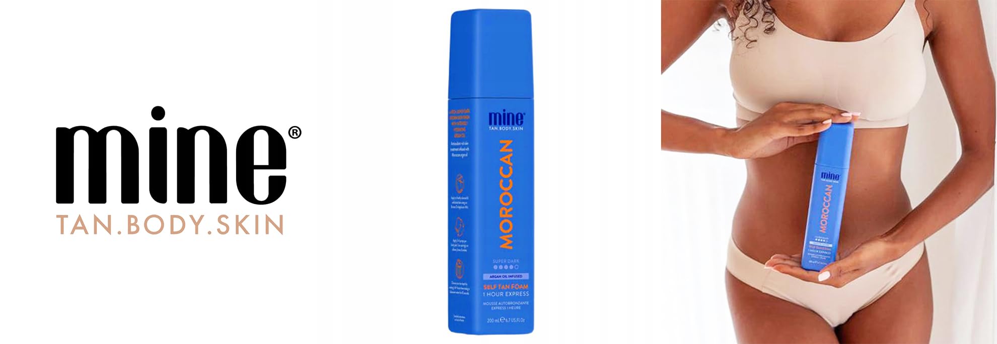 MineTan Mousse Autobronzante Moroccan | Collection de Traitements de Bronzage – 1 Heure Instant Express, Un Brun Riche, Très Intense, pour le Visage et le Corps, Hydratante, Sans Tons Orangés