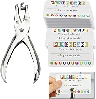KBNIAN 200 Pcs Punch Cards,Reward Cards With Metal Perforator Loyalty Card Incentive Cards Hole Punch Reward Cards Loyalty Gift Card For Classroom Teachers Students Business Office Customer Supplies