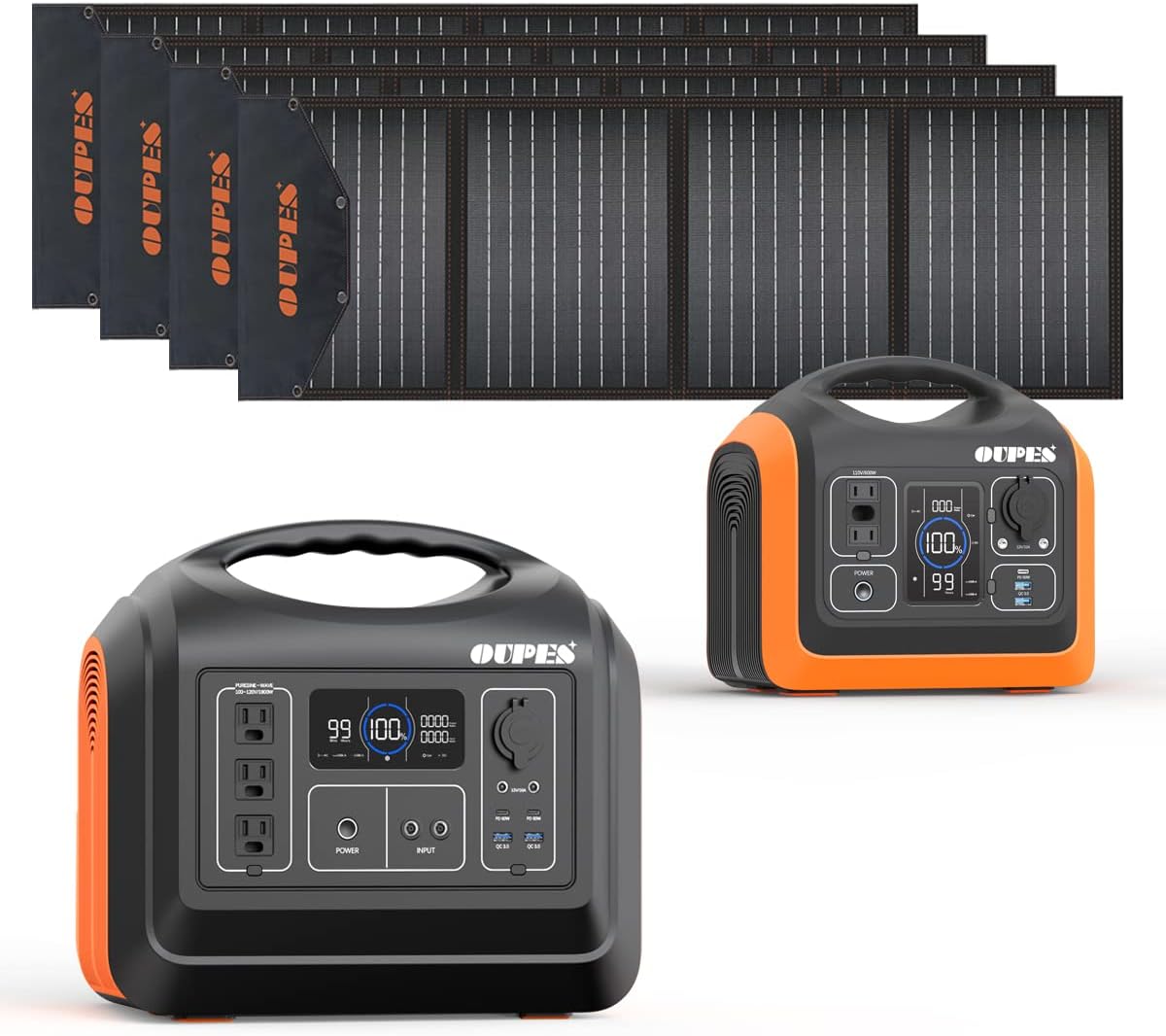OUPES 600w &1800w Portable Power Station, 595Wh & 1488Wh Solar