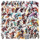 Lot de 50 feuilles d'autocollants pour moto, en vinyle imperméable, adaptés aux ordinateurs portables, pare chocs, bouteilles d'eau, ordinateurs, téléphones portables, casques, autocollants de voiture