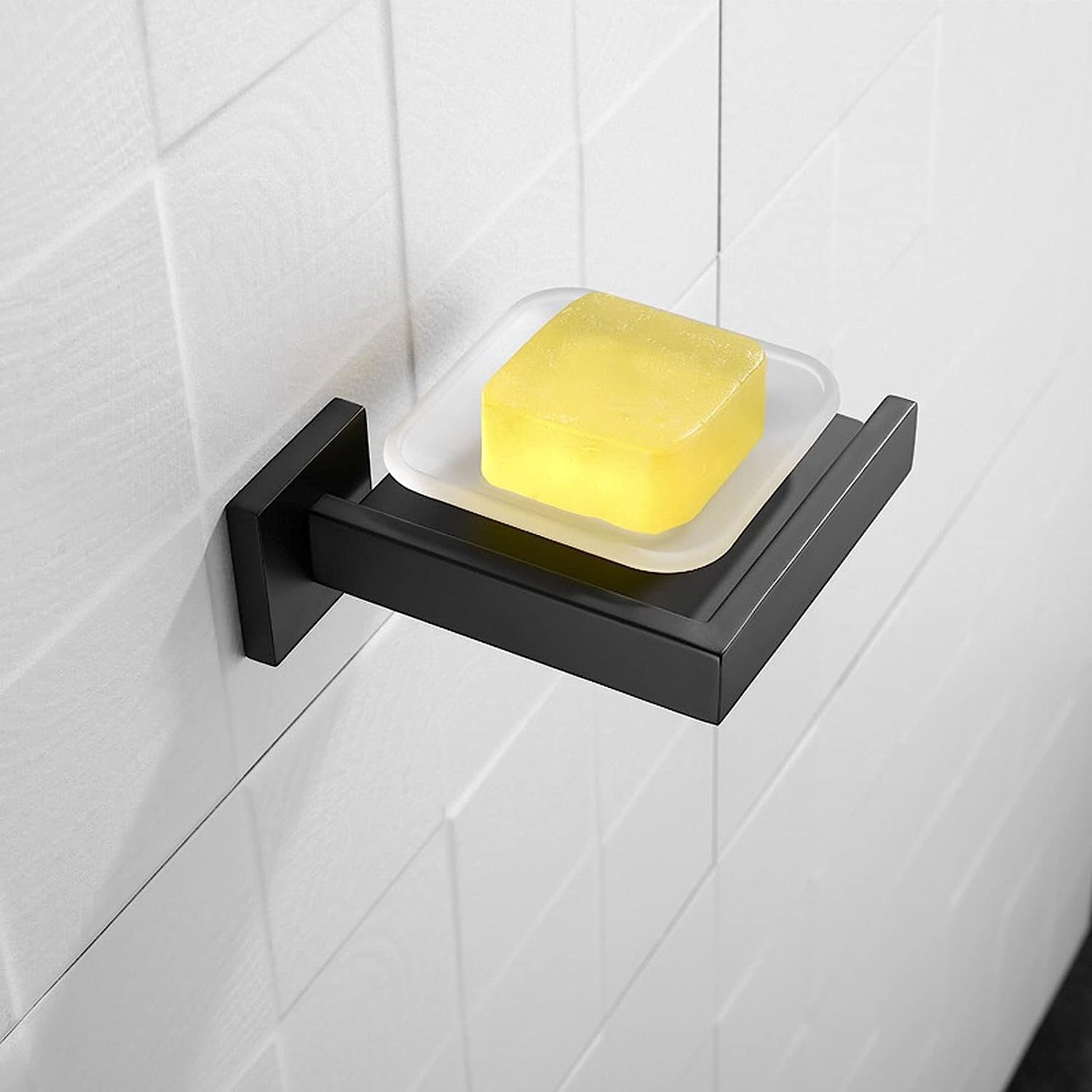 LUXIUR Wash Basin Soap Dish Holder for Bathroom and Kitchen Sink, 304 Stainless Steel Stand with Glass Dish for Wall Mount Kitchen Accessories Items, Bathroom Accessories, Matte Black (B0CJF7KCHT) Amazon Price History, Amazon Price Tracker