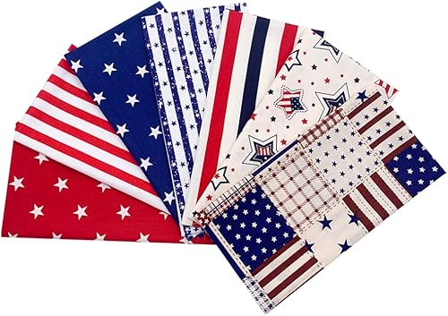 Bandera de Estados Unidos Bandera Americana Tela de algodón: 7 piezas de acolchado de rayas independencia bandera de Estados Unidos Telas de costura