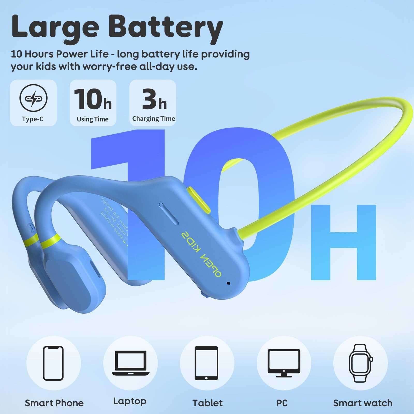 Auriculares para niños de oído abierto con volumen seguro de 85 dB, auriculares inalámbricos Bluetooth con protección para niños, auriculares de conducción de aire con micrófono para niños y niñas,