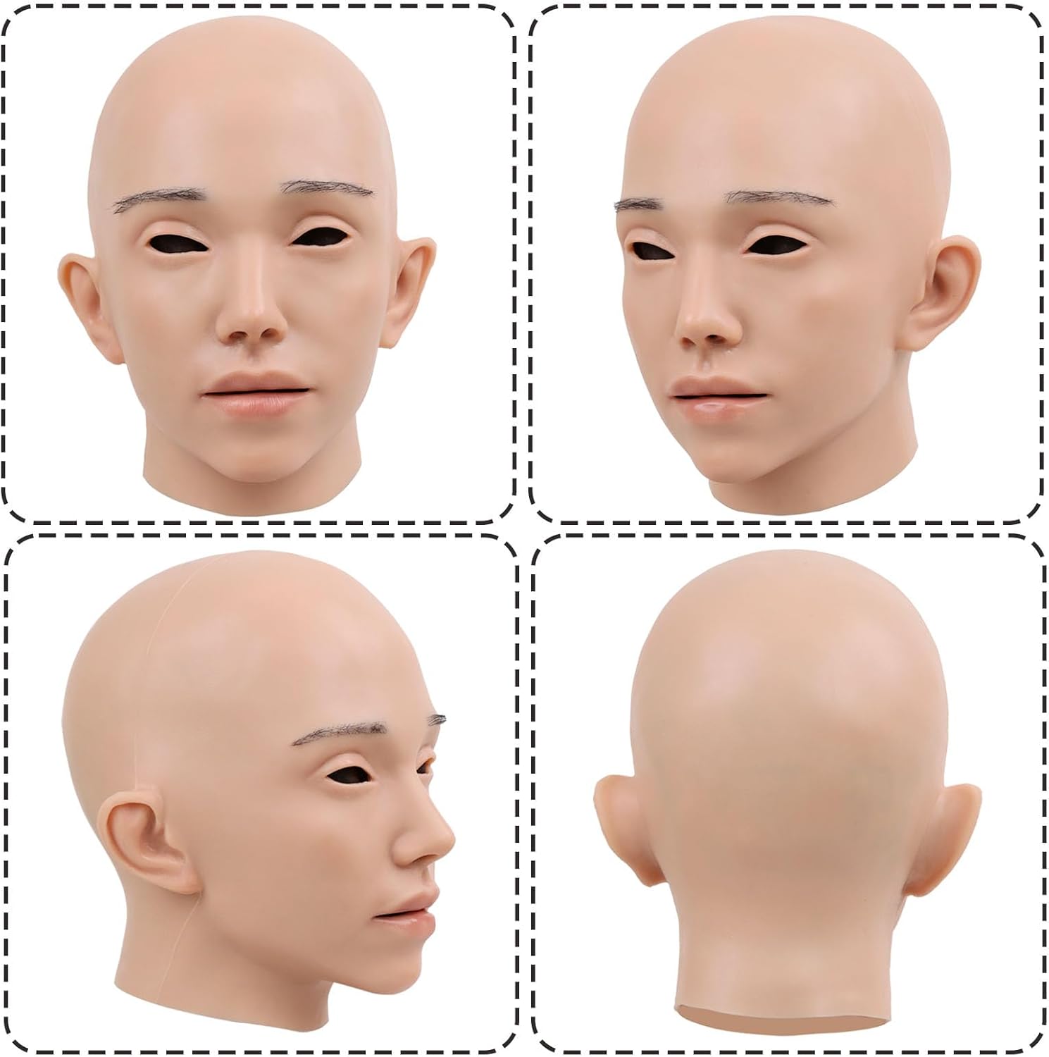 Realistic Mask Silicone Female Mask Full Head Face Mask for Crossdresser Cosplay Halloween - Image 3