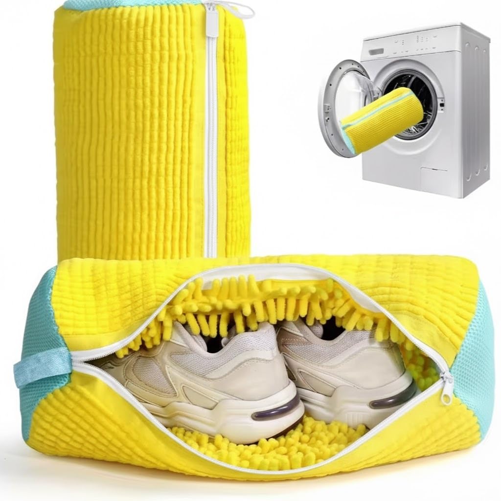 Reusable Shoe Washing Machine Bag – 2 Pack Heavy-Duty Trainer Laundry Bags with Zip Closure, 360° Protection Shoe Wash Bag for Sneakers, Trainers, Running Shoes & Delicates