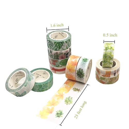 Miniatura 2 de VIVIQUEN Juego de cinta washi floral para suculentas, cinta decorativa de animales lindos para diario, álbumes de recortes, manualidades, envoltura