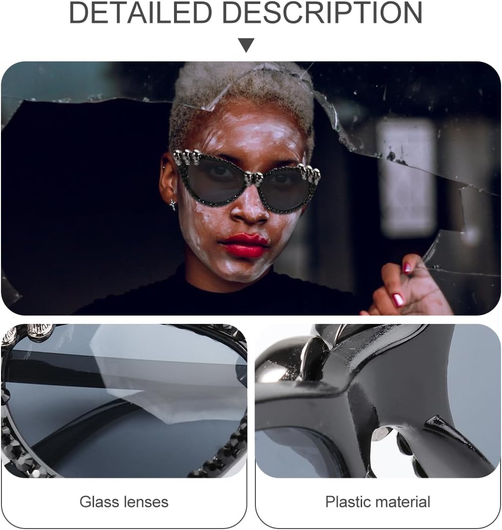 SOIMISS Halloween Vintage Gothic Skull Sunglasses - Eyewear Party Supplies (Silver) - Image 8