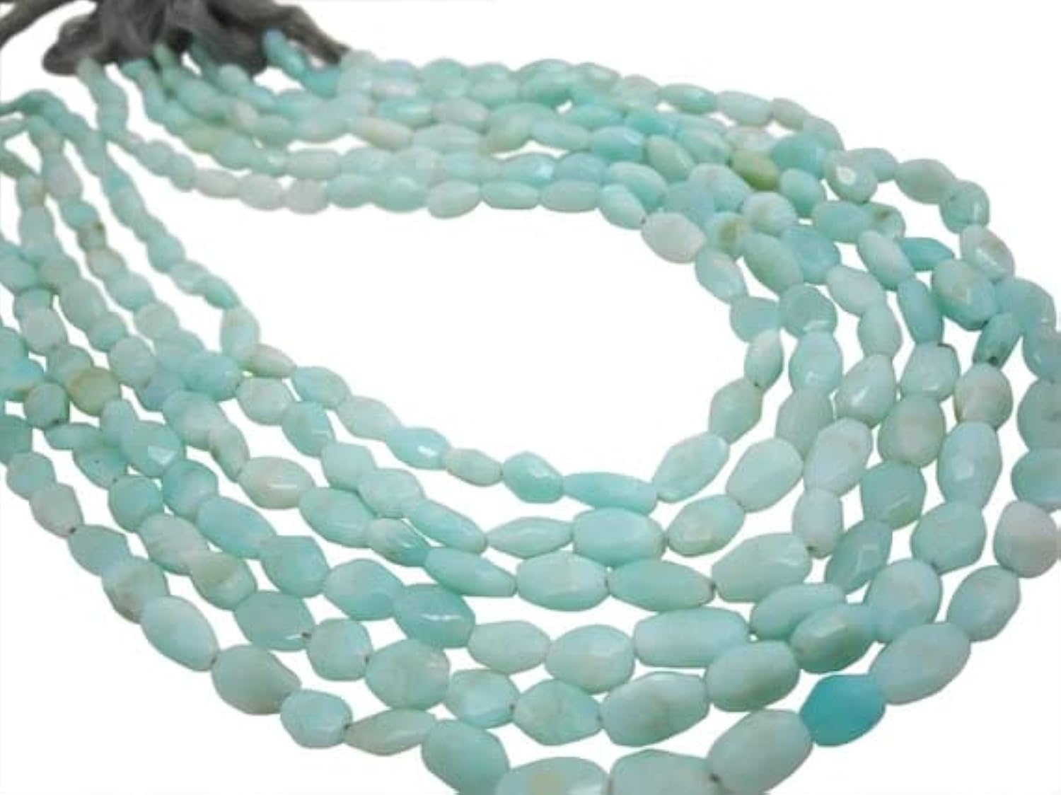 Perles opale bleue Peruvian blue opal beads facettées ovale bijou DIY