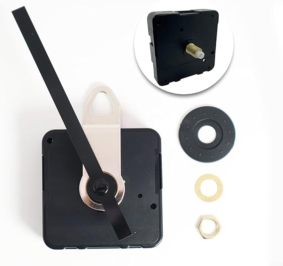 Quartz Clock Movement Mechanism, Silent Sweep Motor for 9mm Thick for DIAL, 16.8mm Shaft Length with Gold Thread, Black Wall Clock Repair Parts Kit with Hands and(B)