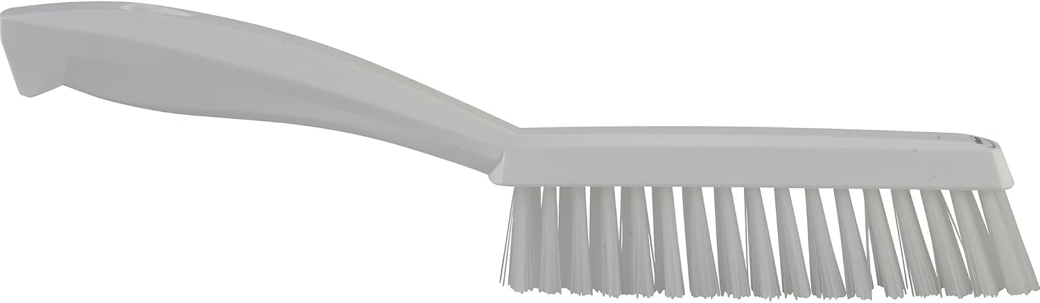 Vikan 13/16 in W Scrub Brush, Stiff, 11 51/64 in L Handle, 5 51/64 in L Brush, White, Plastic 41955-1 Each