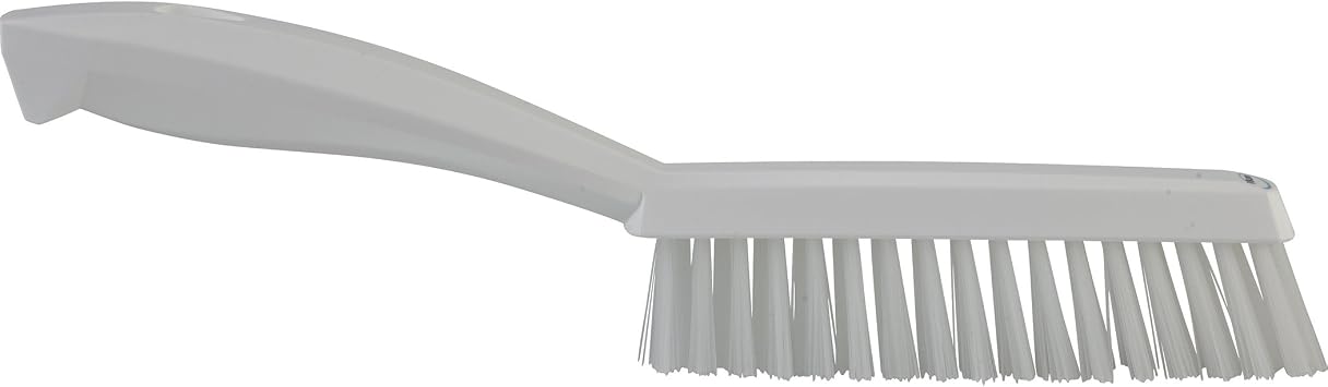 Vikan 13/16 in W Scrub Brush, Stiff, 11 51/64 in L Handle, 5 51/64 in L Brush, White, Plastic 41955-1 Each