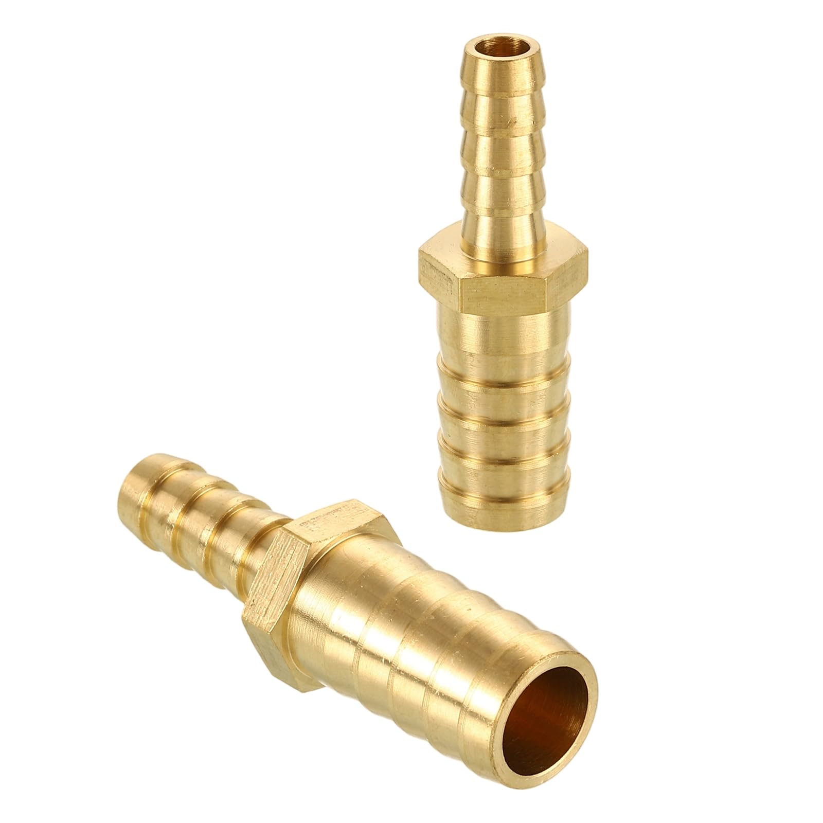 sourcing map 2pcs 5/16"(8mm) to 1/2"(15mm) Brass Hose Barb Fitting Metals Splicer Mender for 3D Printing, Air Compressor, CNC Machine, Dies — image 1