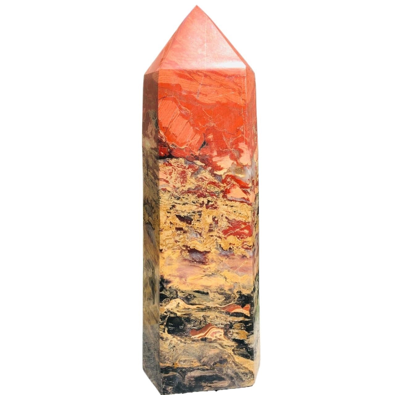 YLQUXEUV 1pc 250-300g Red Jasper Quartz Obelisk Crystal Tower Wand Point