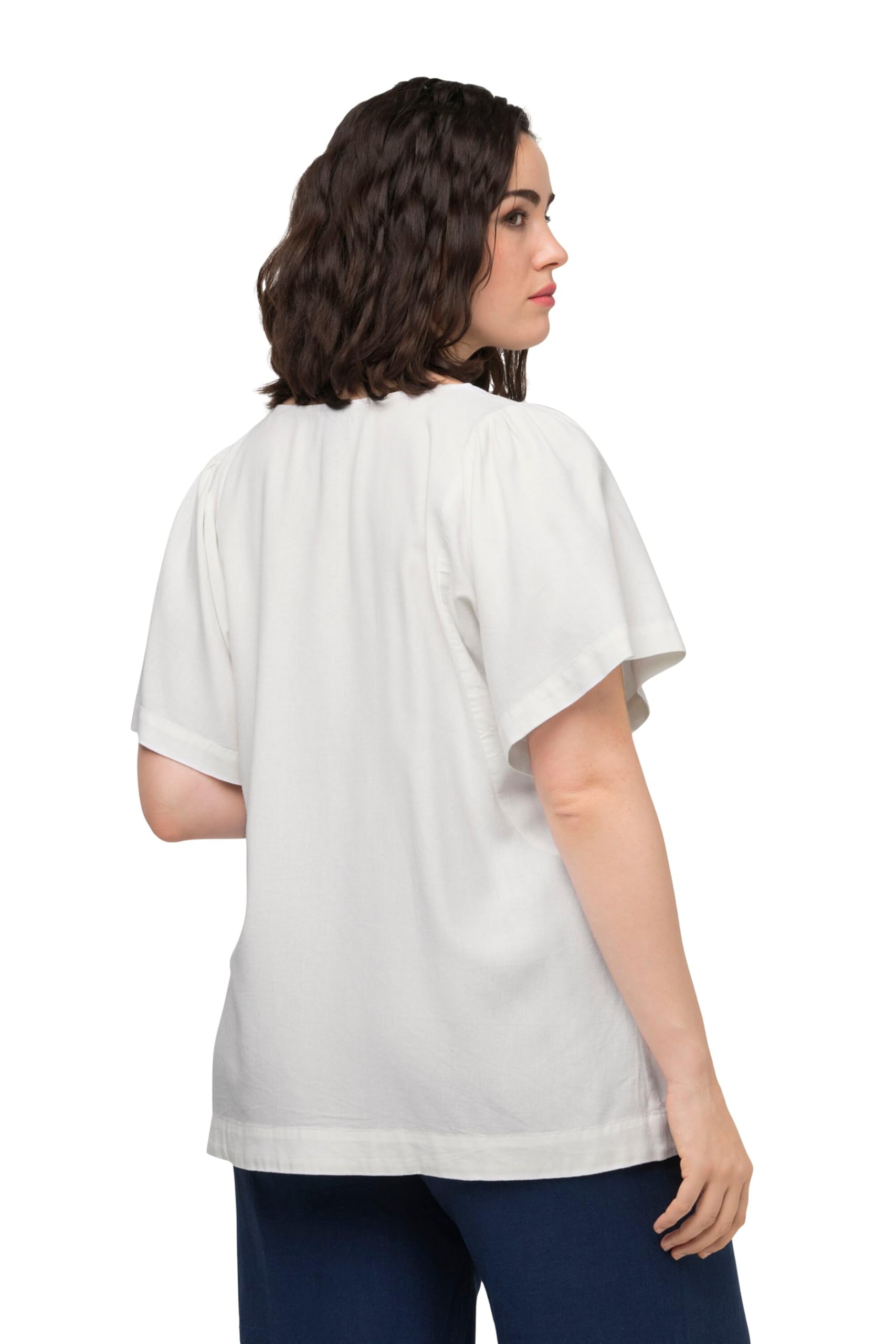 Ulla Popken, Leinenmix, A-Linie, Tunika-Ausschnitt, Halbarm Blouse Femme